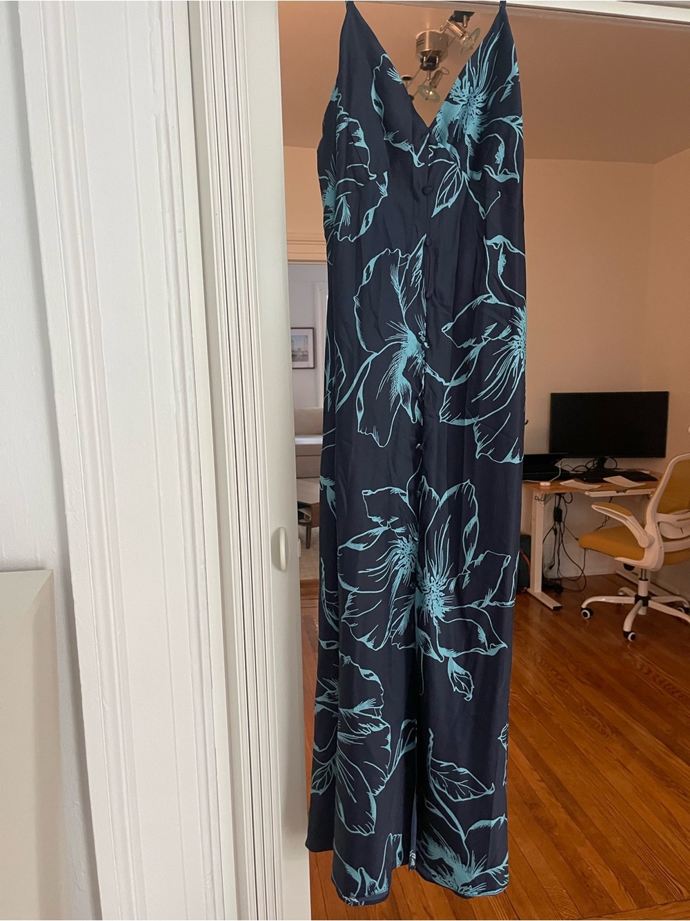 Floral V-Neck slip dress in Navy and Teal